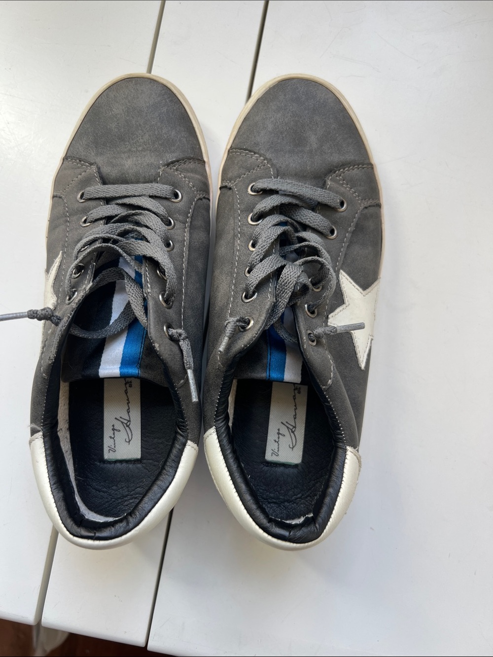 Vintage Havana Gray Suede Star Accent Sneakers